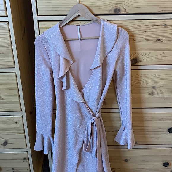Free People One More Time Lurex Wrap Dress Size Extra Small - Picture 2 of 9